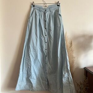 Pistola Sky Blue Button-Front Maxi Skirt